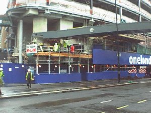 East bridge being lowered into position